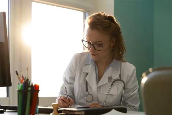 femme medecin libéral dans son cabinet - RDaniel Courtage