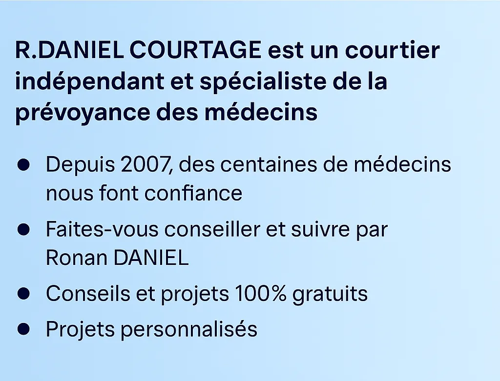 R.Daniel Courtage, courtier indépendant spécialiste de la prévoyance des médecins : des centaines de médecins depuis 2007, conseils et projets 100 % gratuits