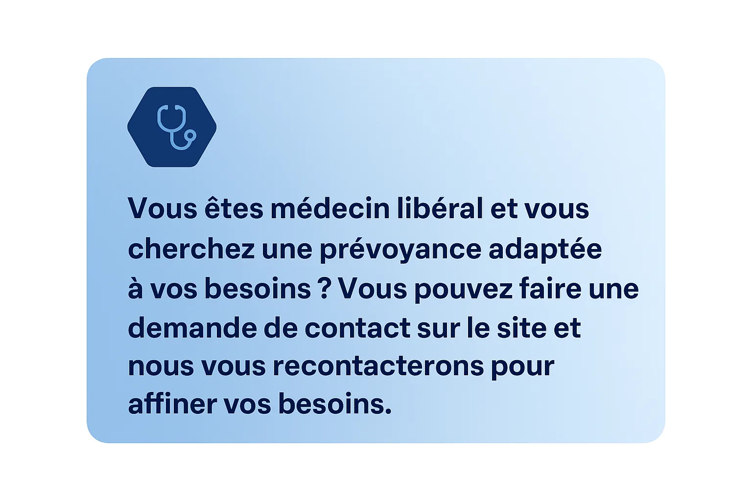 Médecin libéral, vous cherchez une prévoyance adaptée à vos besoins ? Faites une demande de contact sur le site, nous vous recontacterons