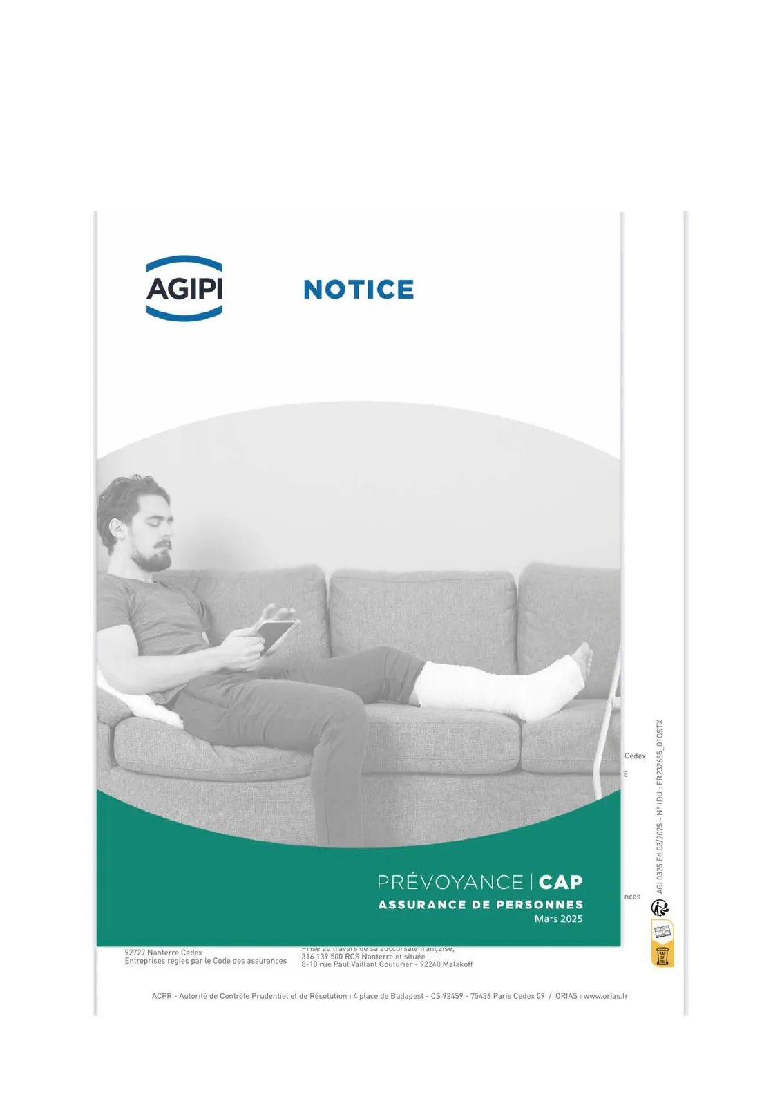 Couverture de la notice d’information Prévoyance CAP AGIPI de mars 2025