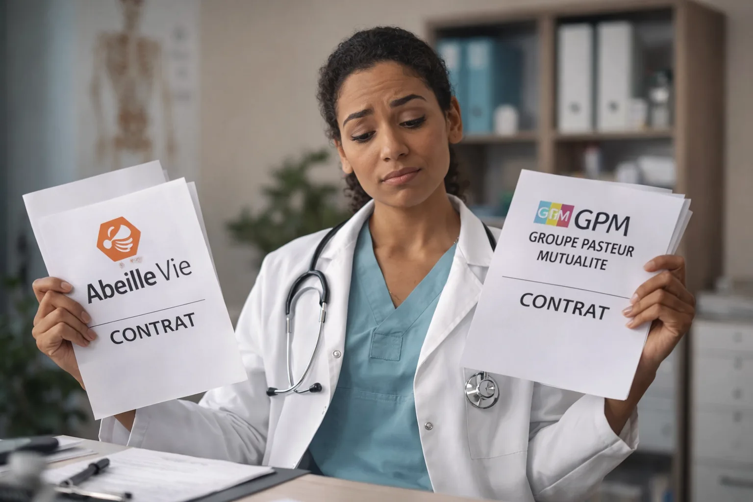 Médecin hésitant entre un contrat de prévoyance Abeille Vie et un contrat GPM